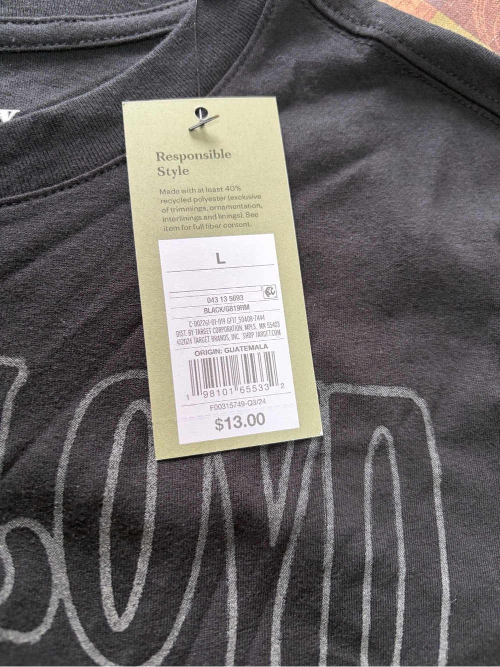 Goodfellow & Co Black Crewneck Sweater with Gray Graphic